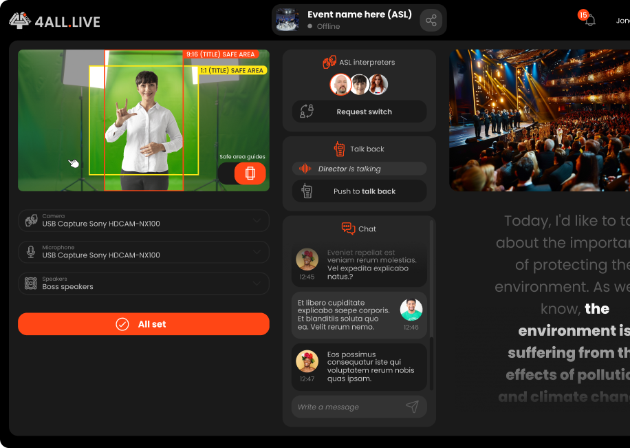 4ALL.LIVE Dashboard Preview